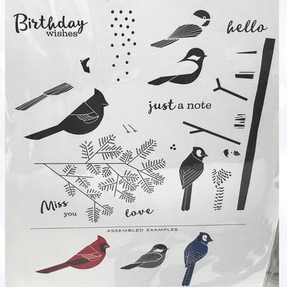 Papertrey Ink WINTER WOODS Birds Christmas Cover Plate Rubber Stamps Dies