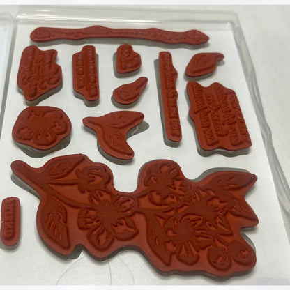 Stampin Up FOREVER BLOSSOMS Cherry Love Rubber Stamps Dies AS IS**