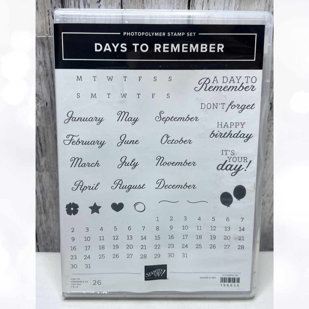Stampin Up DAYS TO REMEMBER Planner Calender Rubber Stamps