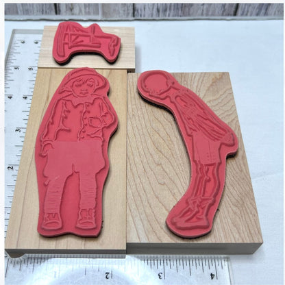B Line Stamps VINTAGE CHILDREN Kids Peter Willow Aiden Rubber Stamps Lot of 4