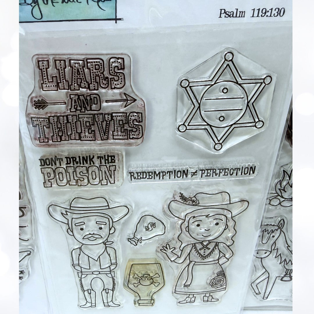 By the Well 4 COWBOYS Western Unto the Lord Bible Journaling Rubber Stamps Lot