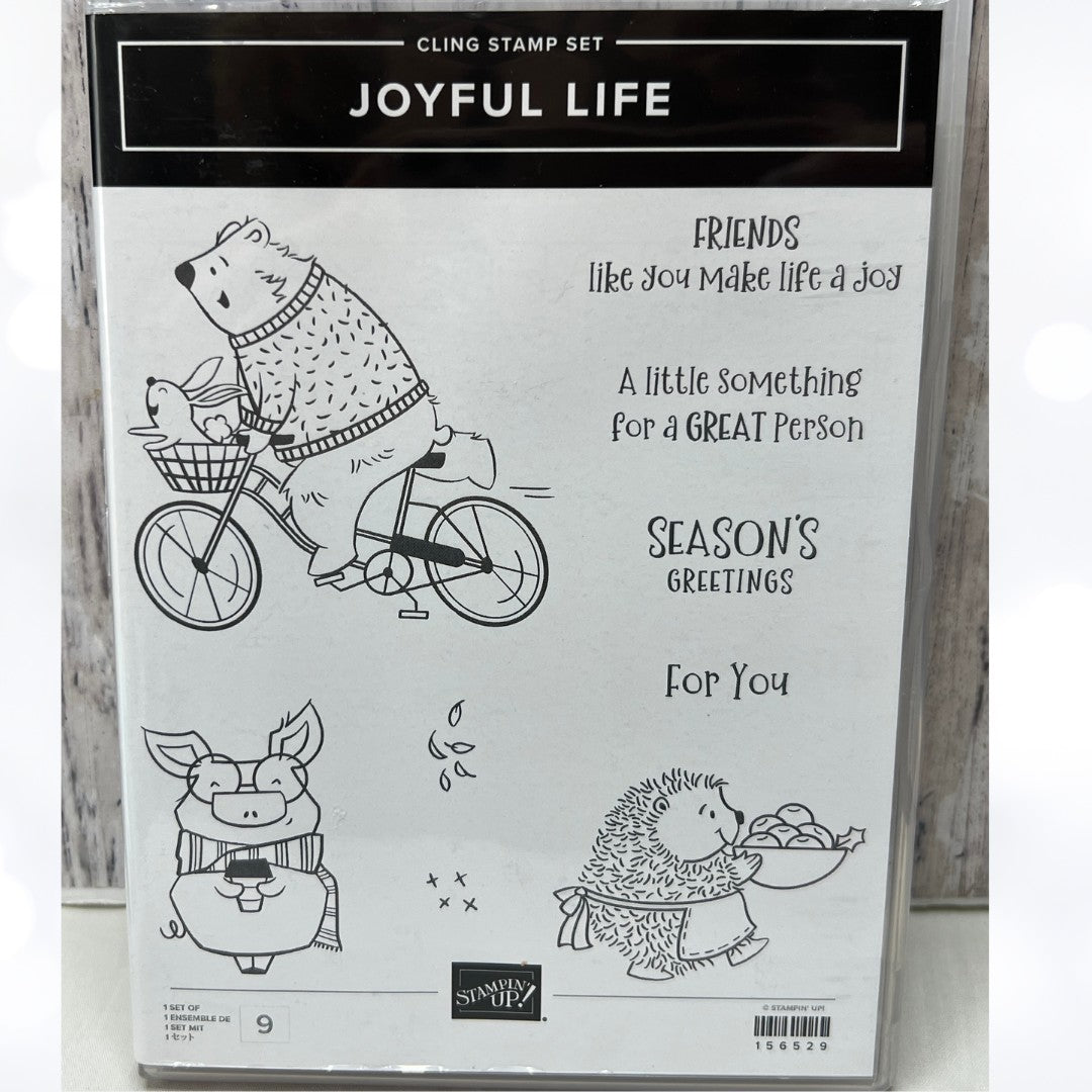 Stampin Up JOYFUL LIFE Bear Pig Hedgehog Animals Rubber Stamps