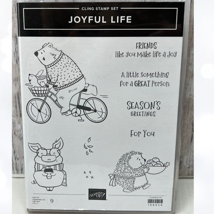 Stampin Up JOYFUL LIFE Bear Pig Hedgehog Animals Rubber Stamps