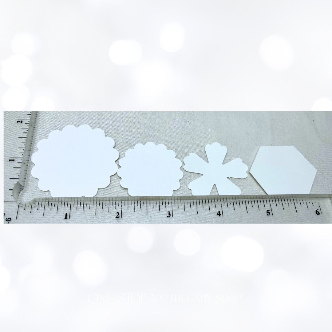 Fiskars SCALLOP CIRCLE Floral Hexagon Squeeze Hand Held Punches Punch Lot of 4