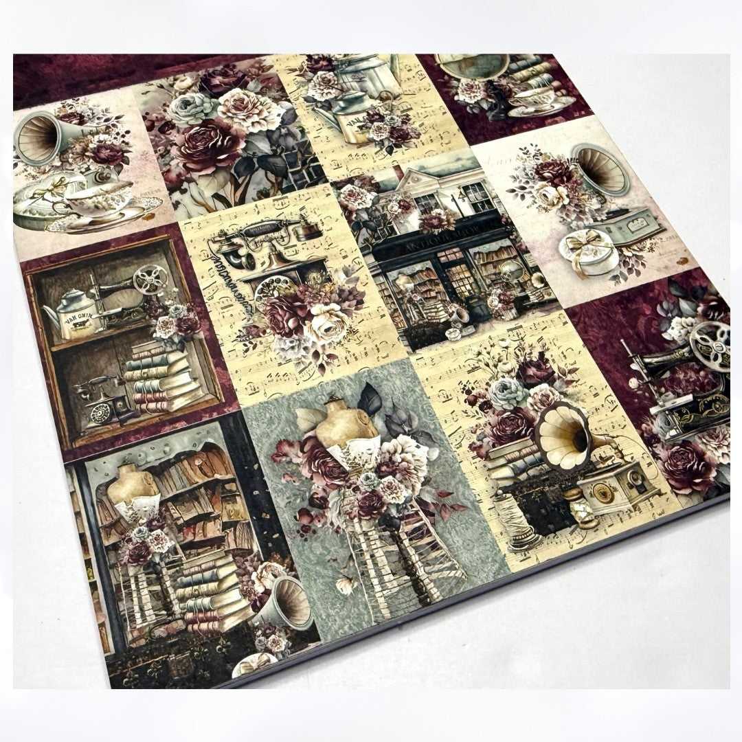 Mintay ANTIQUE SHOP 12x12 Paper Cardstock 6x6 Die Cuts Kit