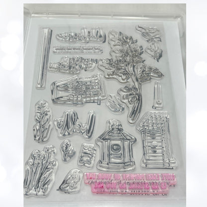 Stampin Up GARDEN BIRDHOUSES Birds Rubber Stamps