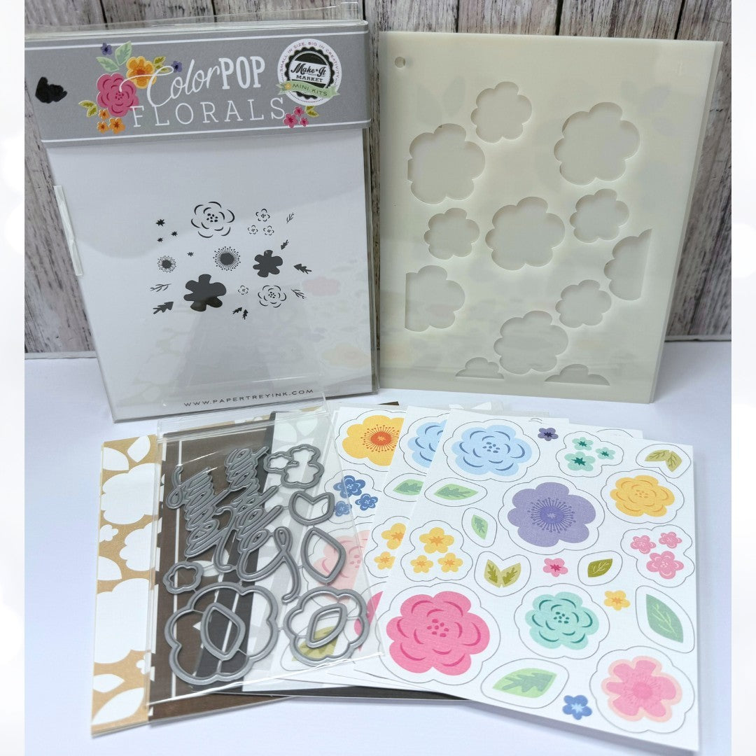 Papertrey Ink COLOR POP FLORALS Flowers Rubber Stamps Dies Paper Kit