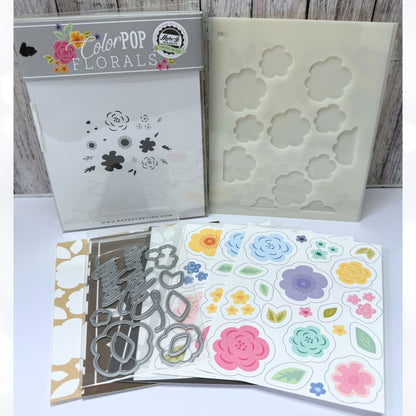 Papertrey Ink COLOR POP FLORALS Flowers Rubber Stamps Dies Paper Kit