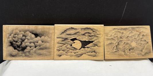 Stampscapes CLOUDS Sun Moon Landscape Celestial 019G 106G Rubber Stamps Lot of 3