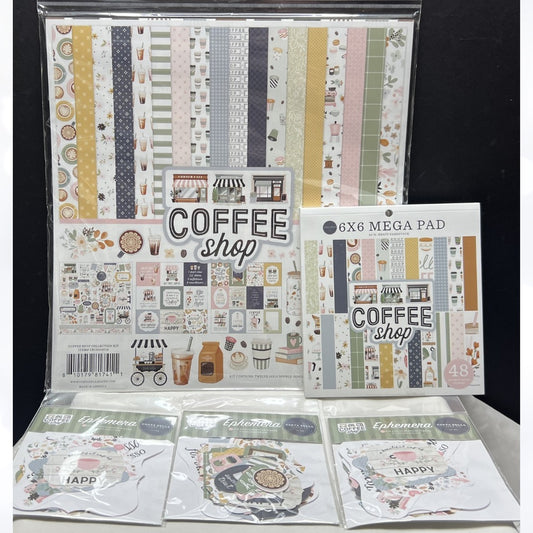 Carta Bella COFFEE 12x12 Paper Kit 6x6 Stickers Ephemera Die Cuts Collection