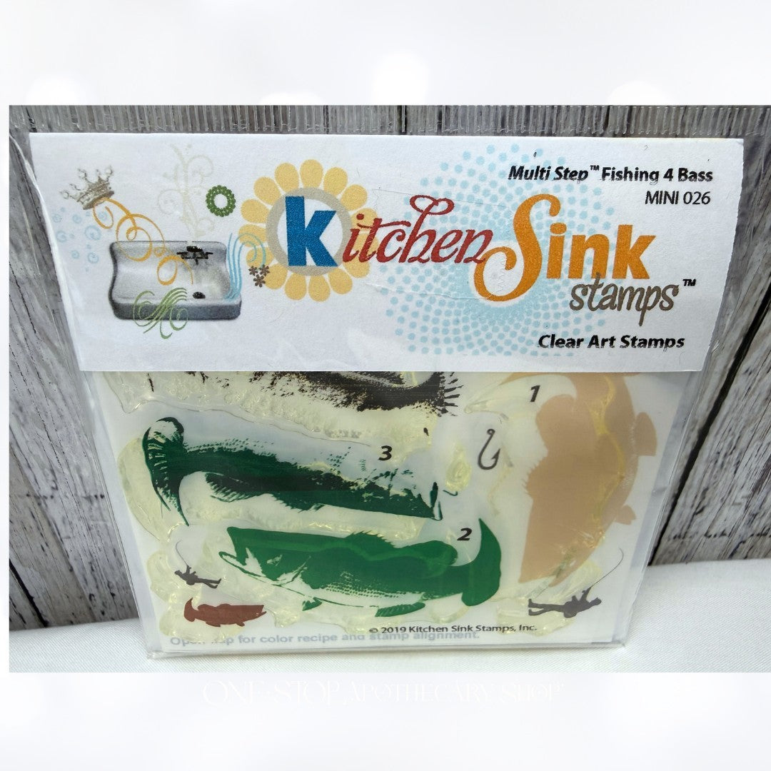 Kitchen Sink LAKE CANOE Fishing Fish Fathers Day Layering Rubber Stamps Lot of 3