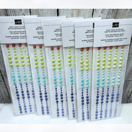 Stampin Up DECORATIVE DOTS In Colors 2022-2024 Embellishments Lot of 6