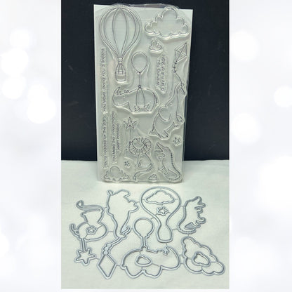 My Favorite Things HEADED FOR THE STARS Hot Air Balloon Rubber Stamps Dies