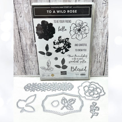 Stampin Up TO A WILD ROSE Flowers Floral  Rubber Stamps Dies