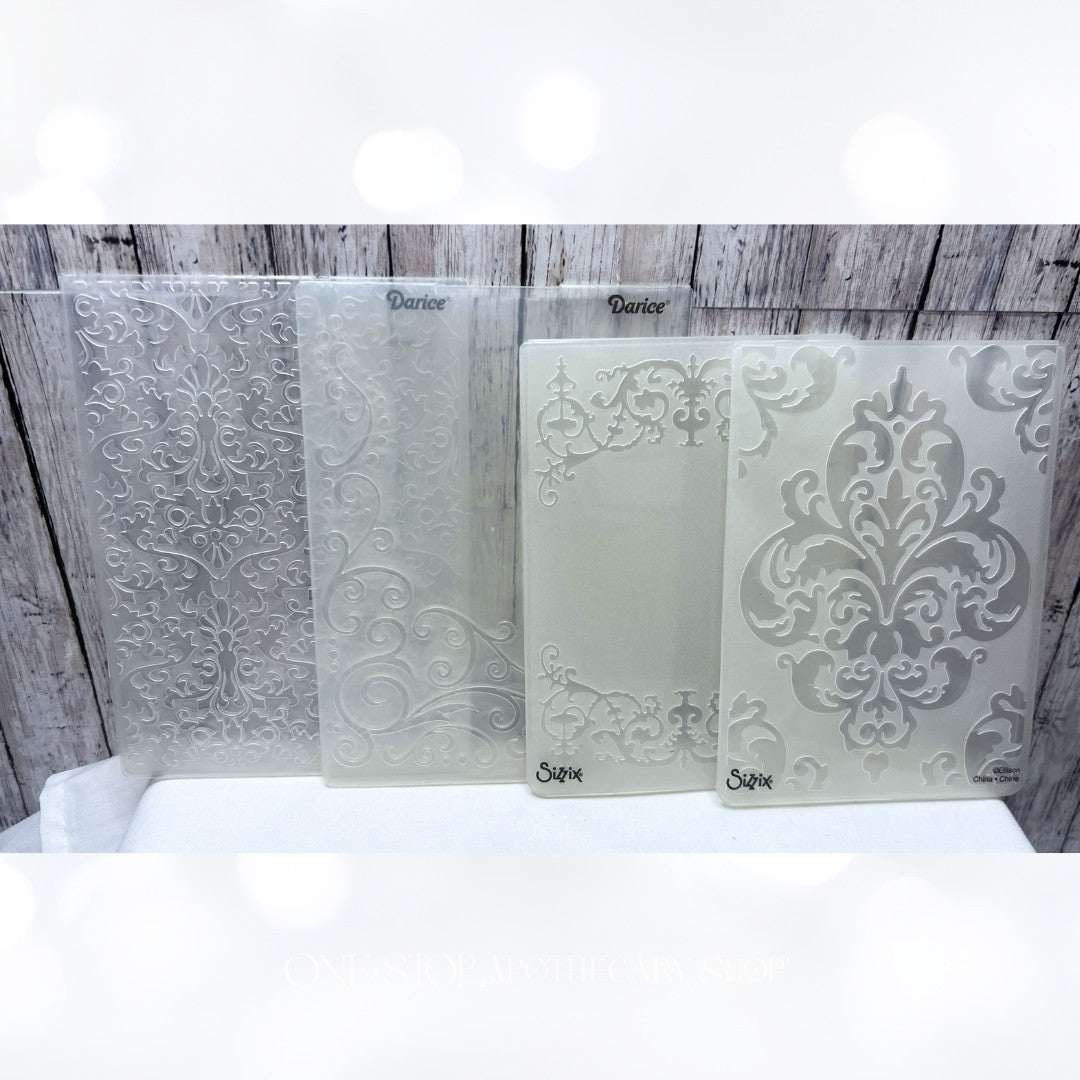 Sizzix Darice ORNATE Vintage Swirls Embossing Folders Lot of 4
