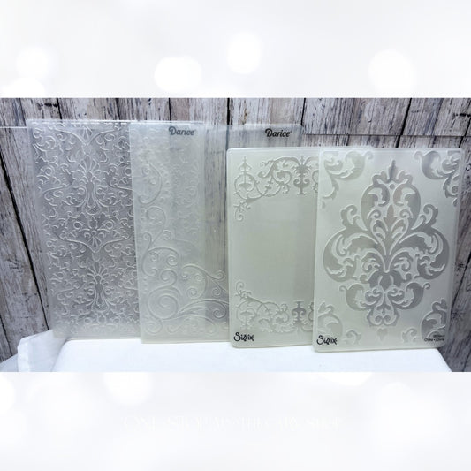 Sizzix Darice ORNATE Vintage Swirls Embossing Folders Lot of 4