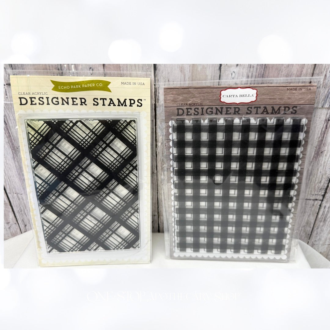 Echo Park Carta Bella CHRISTMAS PLAID Background Rubber Stamps