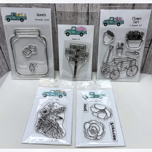 By the Well 4 God FLOWER CART Bird Religious  Bible Journaling Rubber Stamps