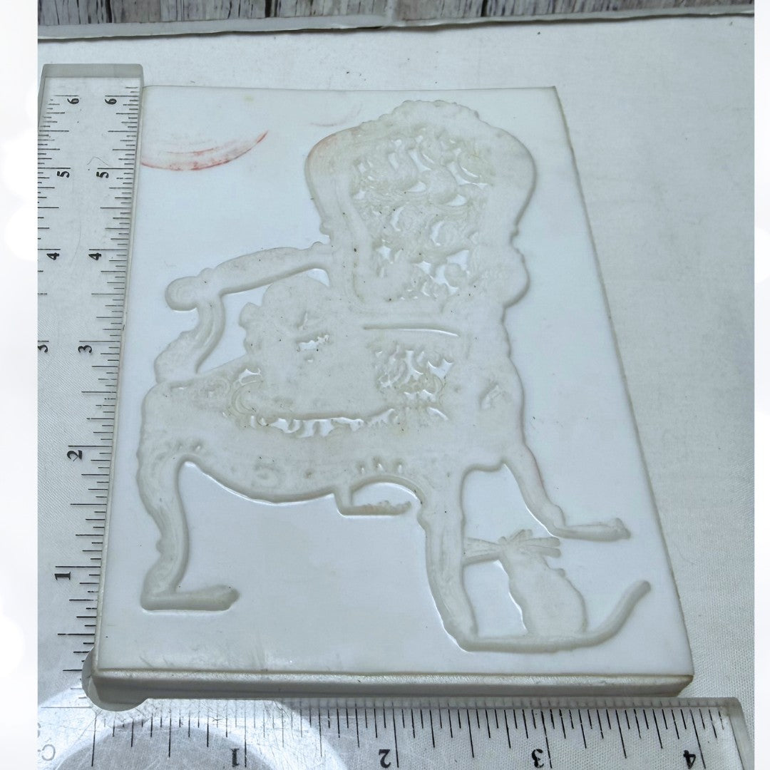 LaBlanche VINTAGE CHAIR Cat Mixed Media Rubber Stamp