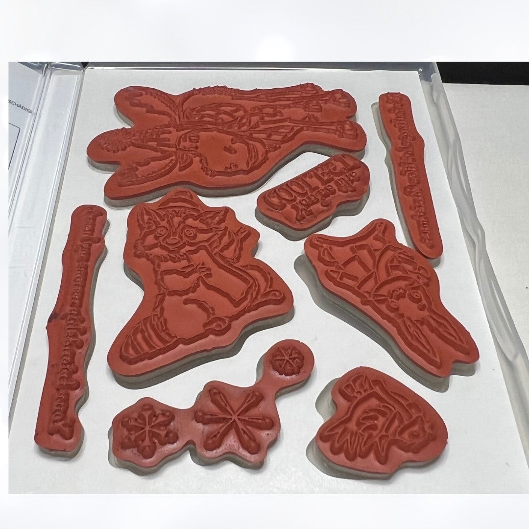 Stampin Up ALL BUNDLED UP Christmas Animals Moose Rubber Stamps