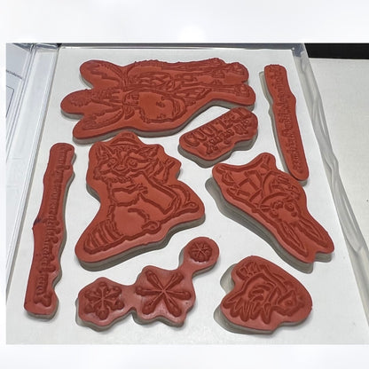 Stampin Up ALL BUNDLED UP Christmas Animals Moose Rubber Stamps