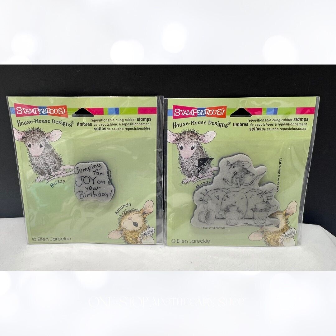 House Mouse PIN CUSHION Birthday Joy Sewing Sew Mice Rubber Stamps Lot