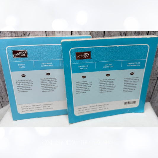 Stampin Up PRINTS PACK Patterns Pack III 6x6 Cardstock Paper Lot of 2