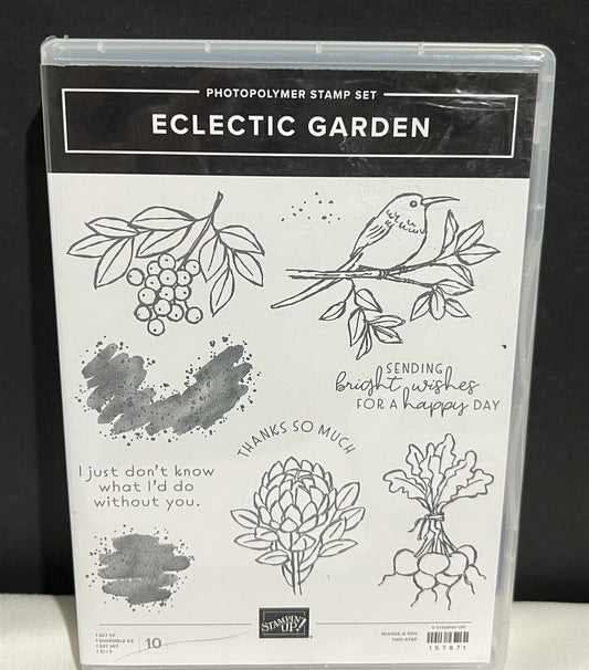 Stampin Up ECLECTIC GARDEN Bird Vegetables Rubber Stamps Set