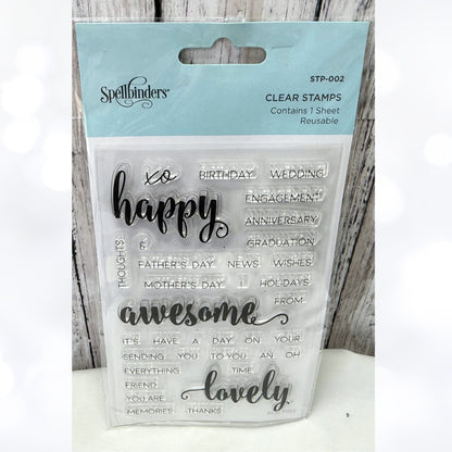 Spellbinders LOVE BLOCK Flowers Greetings Rubber Stamps Lot of 3