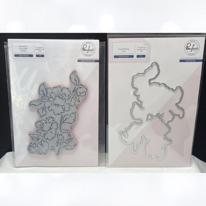 Pinkfresh Studio JOYFUL PEONIES Peony Flowers Rubber Stamps Die