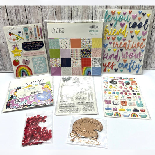 Spellbinders ART SCHOOL Card Kit of the Month Stamps Dies August 2021 AS IS**