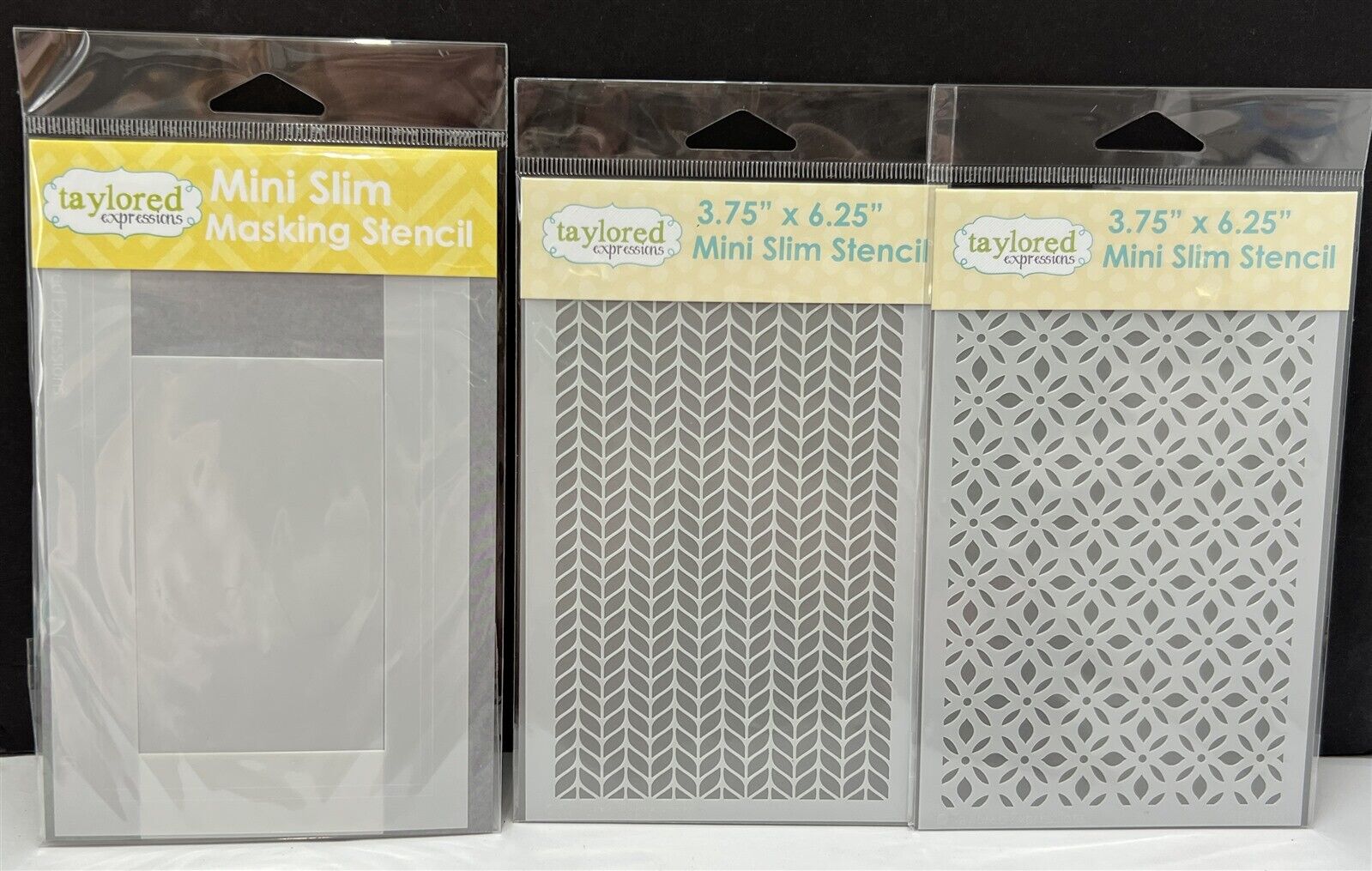 Taylored Expressions MINI SLIM Slimline Stencils Masking Knit Lattice Lot of 3