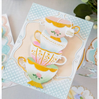 The Greetery SIPS TEA Fancy Finger Foods Party Cups Rubber Stamps Dies Stencil