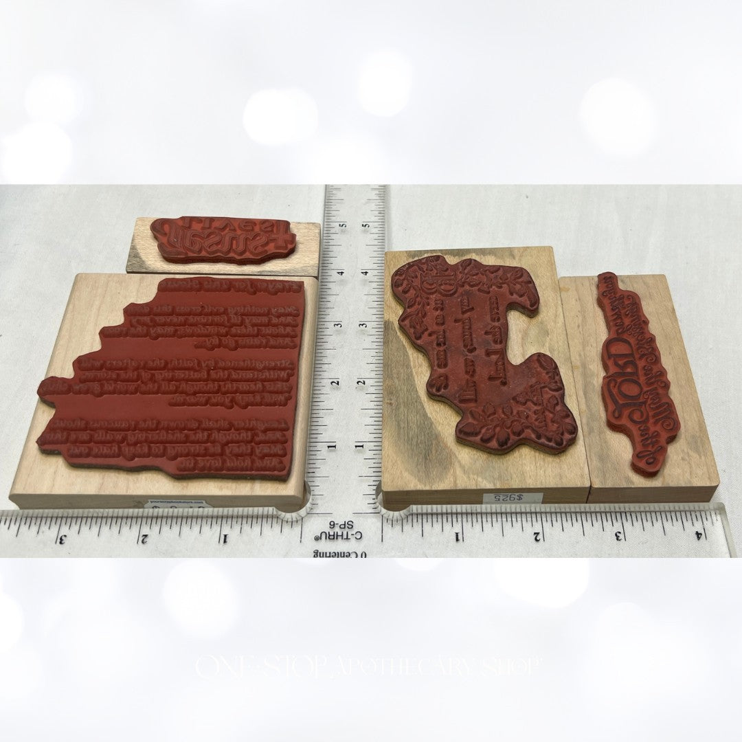 PSX Rubber Cottage Religious Prayers Bible Journaling Rubber Stamps Lot of 4