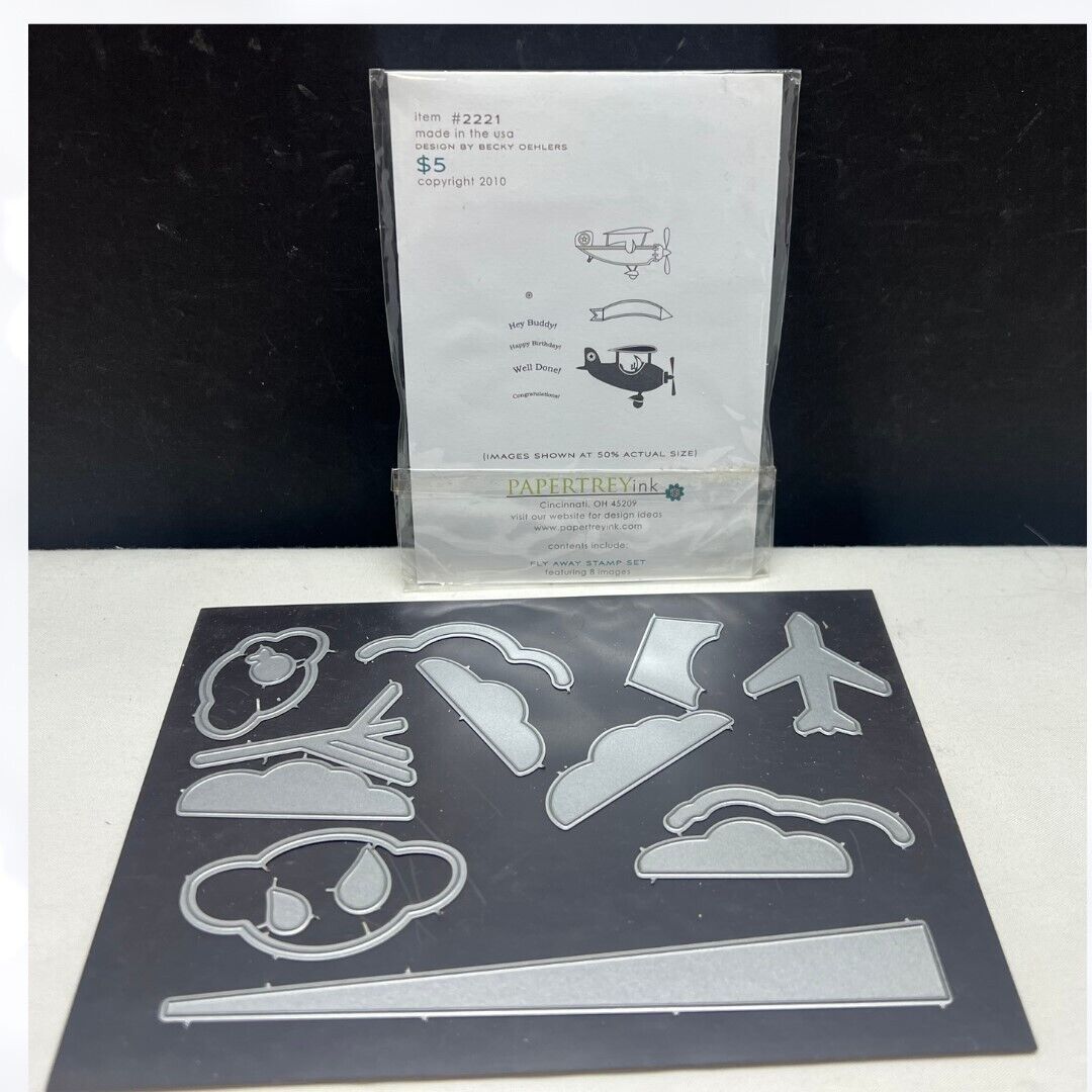 Papertrey Ink FLY AWAY Airplane Plane Rubber Stamps Dies