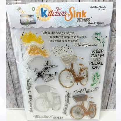 Kitchen Sink BICYCLE Bike Flowers 6x8 Layering Rubber Stamps