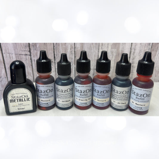 Tsukineko STAZON REFILLS Solvent Permanent Ink Reinkers 0.5oz Lot of 7