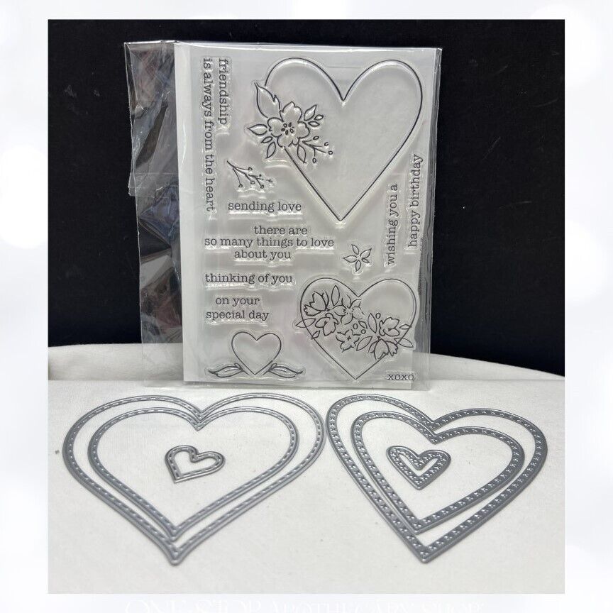 Memory Box SO MANY THINGS TO LOVE Hearts Valentines Day Rubber Stamps Dies