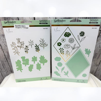 Spellbinders ORGANIC FOLIAGE Diamond Floral Frame Glimmer Hot Foil Plates Set 