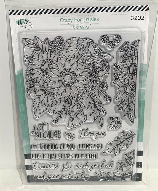 LDRS CRAZY FOR DAISIES Daisy Flowers Floral Sayings Greetings Rubber Stamps Set