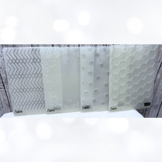 Stampin Up HONEYCOMB Dots Textures Embossing Folders Lot of 4