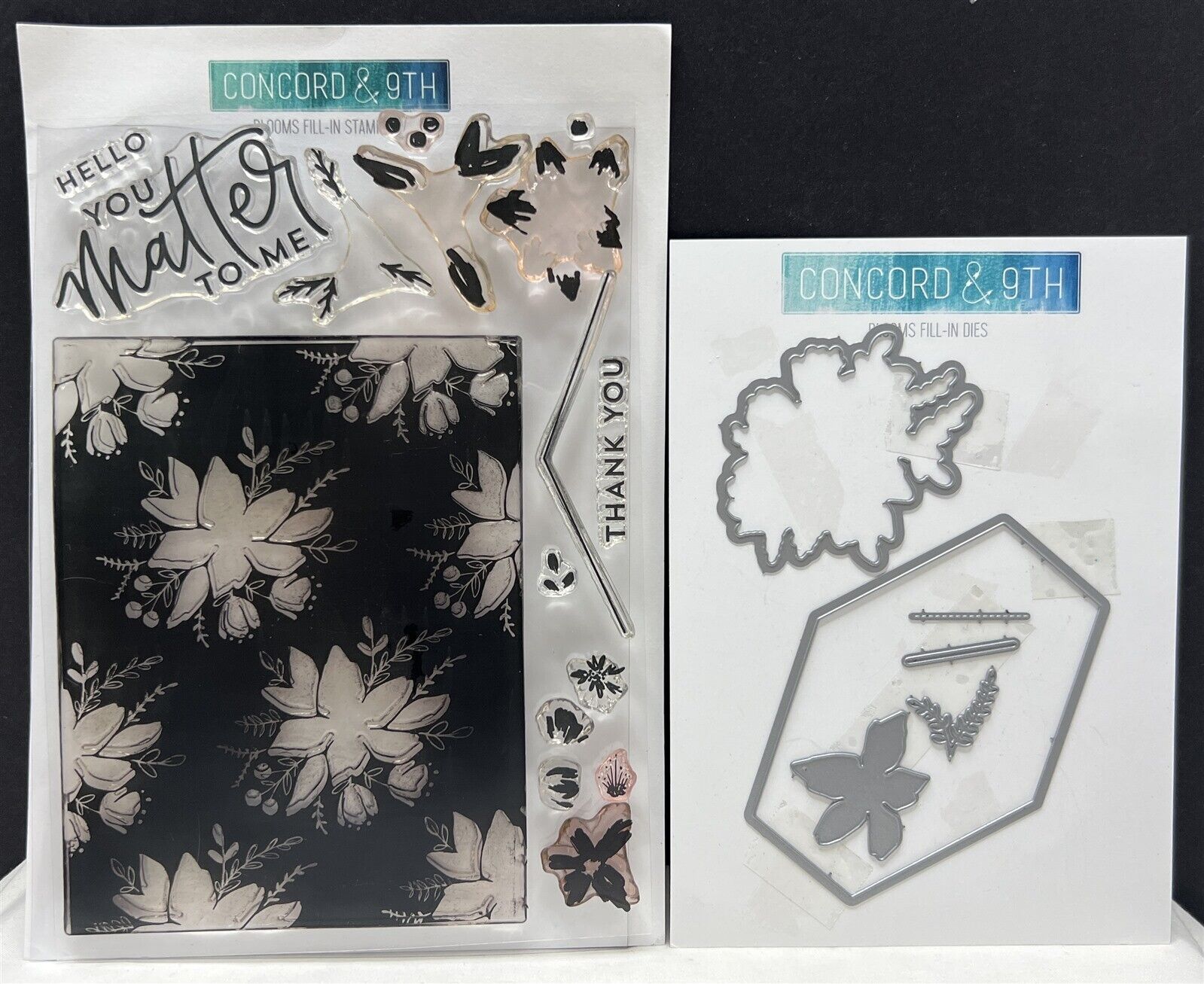 Concord & 9th BLOOMS FILL-IN Flowers Floral Rubber Stamps Dies