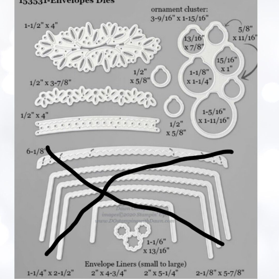 Stampin Up ORNAMENTAL ENVELOPES Christmas Ornaments Rubber Stamps Dies AS IS**