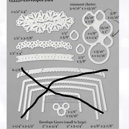 Stampin Up ORNAMENTAL ENVELOPES Christmas Ornaments Rubber Stamps Dies AS IS**