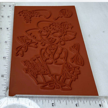 Loralie Art Stamps CHRISTMAS SHOPPER Bowling Old Lady Cartoon Rubber Stamps