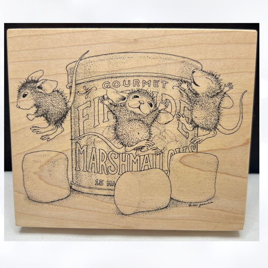 House Mouse MARSHMALLOW BOUNCE Mice Ice Cream Rubber Stamp