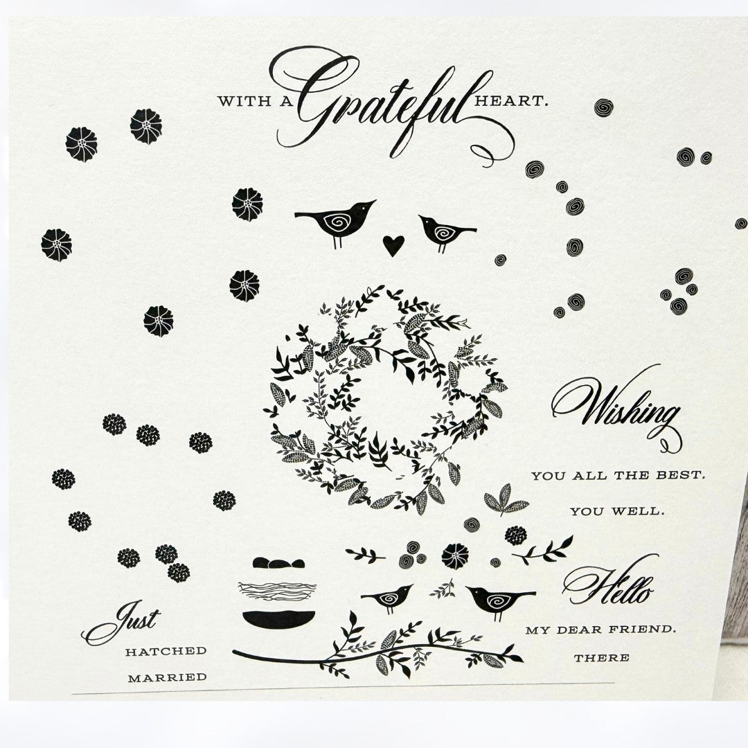 Papertrey Ink BIRDS & BLOOMS Wreath Floral Rubber Stamps Dies