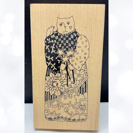 Paula Best Judikins CAT Bird 95511 Mixed Media Rubber Stamp