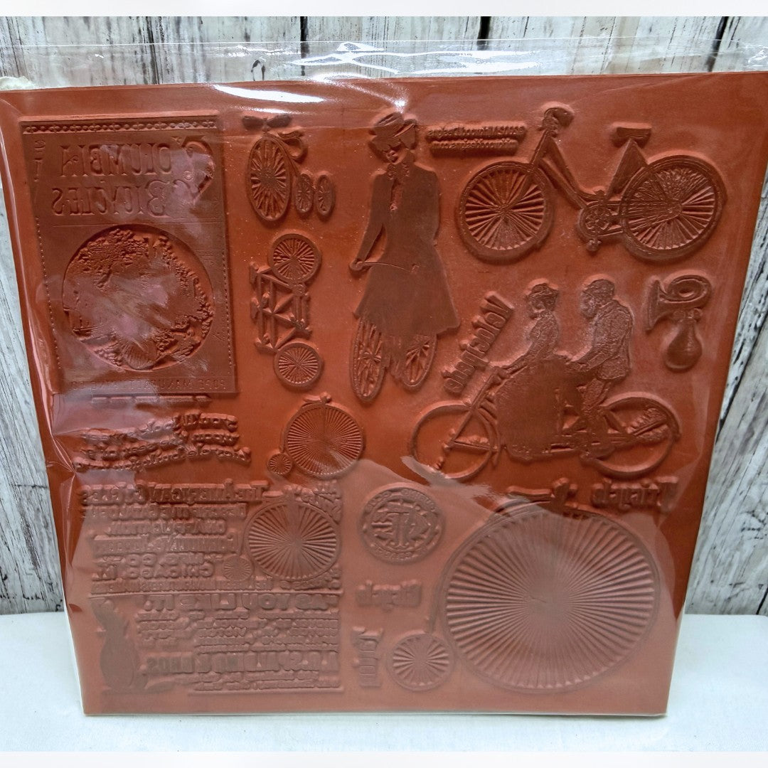 Mirkwood Designs VINTAGE BICYCLES Bikes Lady Mixed Media Rubber Stamps
