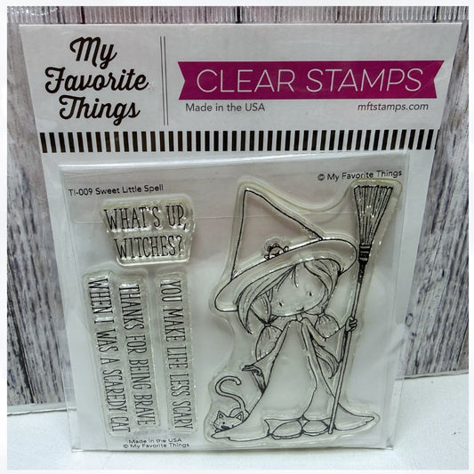 My Favorite Things SWEET LITTLE SPELL Witch Halloween Rubber Stamps